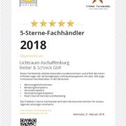 Auszeichnung zum f-Sterne Fachhändler Kundenorientierter Service von Lichtraum Aschaffenburg